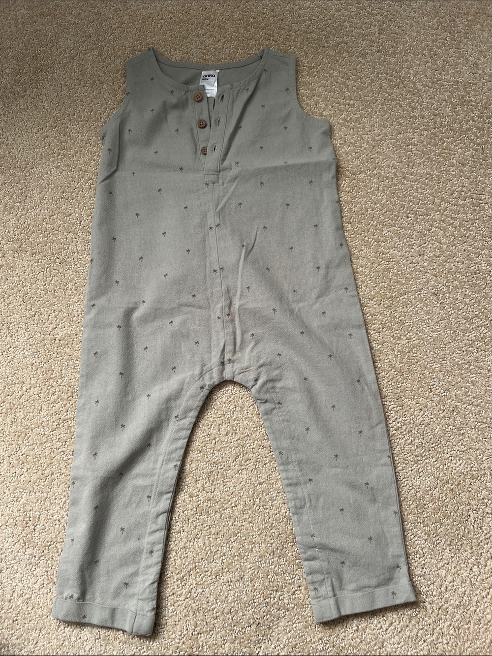 Olive Gray palm tree romper